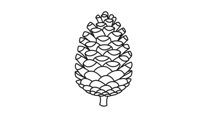 Simple black and white line drawing of a pine cone