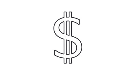 Fototapeta premium Minimalist line art dollar sign icon representing finance and currency symbols