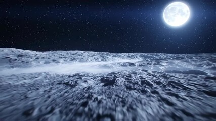 Ethereal lunar surface with glowing moon and stars for space exploration concepts - Powered by Adobe