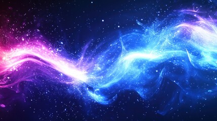 Abstract cosmic energy flow, pink and blue nebula.