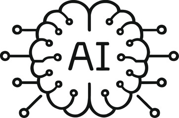Artificial intelligence brain outline with circuit connections and ai text