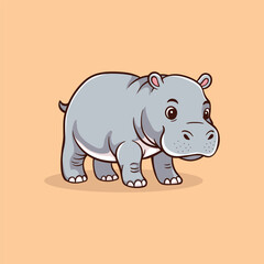 Cute Baby Hippo Cartoon Illustration, Animal Character for Kids, Nursery Art and Stickers