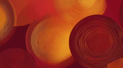 Abstract swirling red and orange circles.