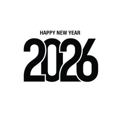 Happy new year 2026 bold black text on white background