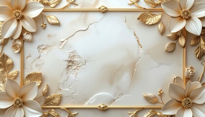 Elegant golden floral frame with space for text for invitations or design