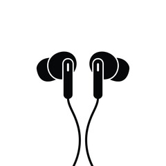 Black earbuds icon on white background minimalist design