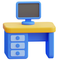 3D Office Desk Workspace Icon
