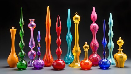 Colorful Glass Sculptures Displayed Vibrant Tower Collection