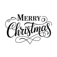 Elegant merry christmas calligraphy design with swirls