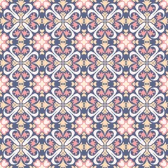 Seamless Pattern, Geometric, Floral, Abstract, Decorative, Wallpaper, Fabric, Textile, Print, Dark Blue, Navy, Dusty Pink, Peach, Nude, Beige, Pastel, Vintage, Retro, Design