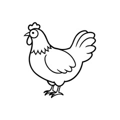 Simple black and white cartoon chicken illustration