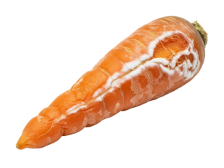 Rotten carrot, white background isolated