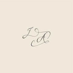 minimalist style curve monogram elegant concept logo letter initial royal design JA