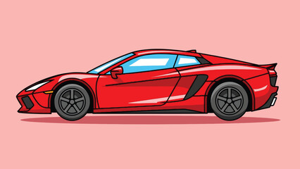 Obraz premium Vibrant Red Sports Car Illustration with Sleek Modern Design and Black Wheels.