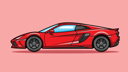 Obraz premium Vibrant Red Sports Car Illustration with Sleek Aerodynamic Design.
