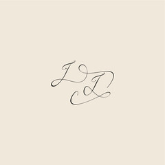 minimalist style curve monogram elegant concept logo letter initial royal design JI