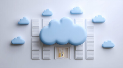 Minimal visual symbolizing cloud security and data protection