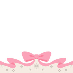 リボンのデコレーションフレーム、背景、雪の装飾、正方形サイズ