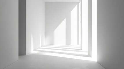 Obraz premium White, minimalist interior with sunbeams