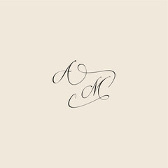 monogram elegant concept logo initial royal design AM minimalist style curve letter
