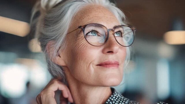 A smart senior woman defining the company's core values and future direction.