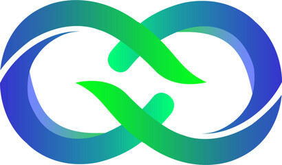 Fototapeta premium Gradient Blue Green Intertwined Loops Icon - Continuous Flow and Unity Symbol