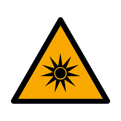 ISO 7010 W027 Optical Radiation Warning Sign. Optical Radiation Safety Icon. Black Sunburst Symbol