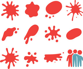 set of red ink blots