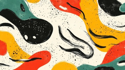 Abstract colorful shapes, paint strokes, and texture background.