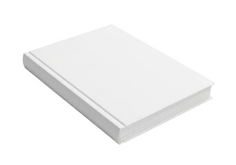 A clean white hardcover book with blank pages isolated on transparent background