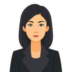 Animated asian business woman in a professional suit portrait illustration isolated on transparent background