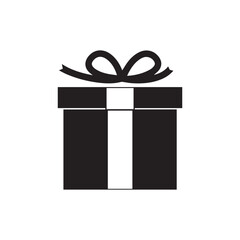 Simple black gift box with bow vector illustration silhouette