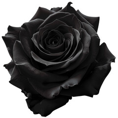 Elegant black rose blossom, symbolizing mystery, deep emotion, and luxury. isolated on transparent background