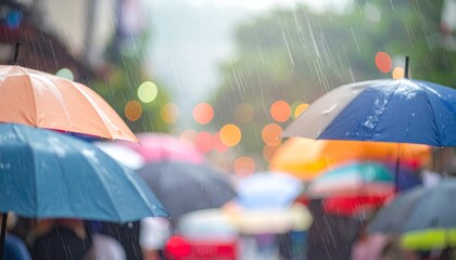 Fun umbrella in the rain on a city street abstract illustration