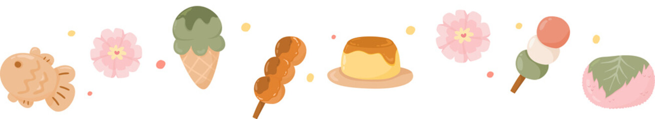 Japanese Snack and Sweet Decorative Border