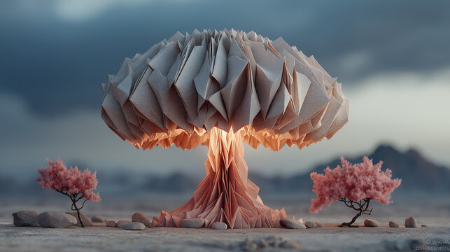 Surreal mock-up of mushroom cloud formed from abstract elements creative explosion concept powerful energy metaphor innovative destruction design modern art installation generated AI - Powered by Adobe