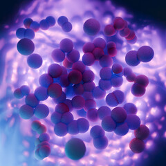 Frozen MRSA Bacteria Cluster Preserved in Ice Blue Background