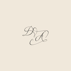 monogram elegant concept logo initial royal design DA minimalist style curve letter