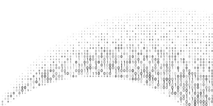 Abstract binary code wave of ones and zeros. Vector graphic pattern with digital stream