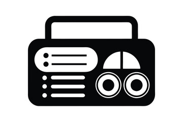 FM radio icon silhouette on white background