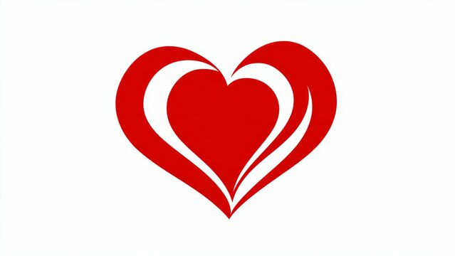 Stylized Red Heart Symbol with White Background, Abstract Design for Love and Romance
