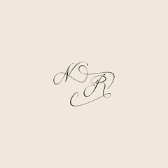 monogram elegant concept logo initial royal design NR minimalist style curve letter