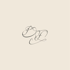 monogram elegant concept logo initial royal design PY minimalist style curve letter