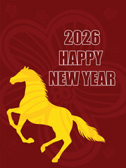 2026 year of the horse chinese new year poster rearing horse