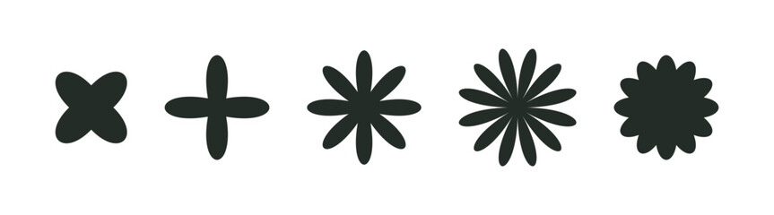 Naklejka premium Minimal abstract floral shapes in a geometric style, Perfect for modern branding, pattern design, and decorative projects.
