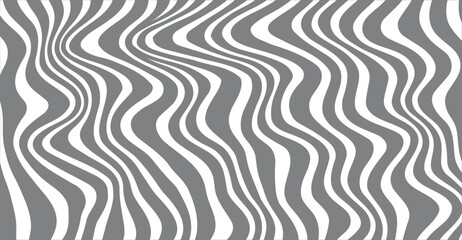 Abstract wavy pattern with alternating white and gray stripes creating an optical illusion.