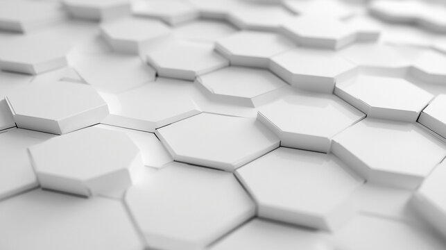 Modern futuristic background of white hexagonal grid with metallic texture, symbolizing technology, innovation, digital networks, abstract geometry, and dynamic concepts like seismic activity in a sle
