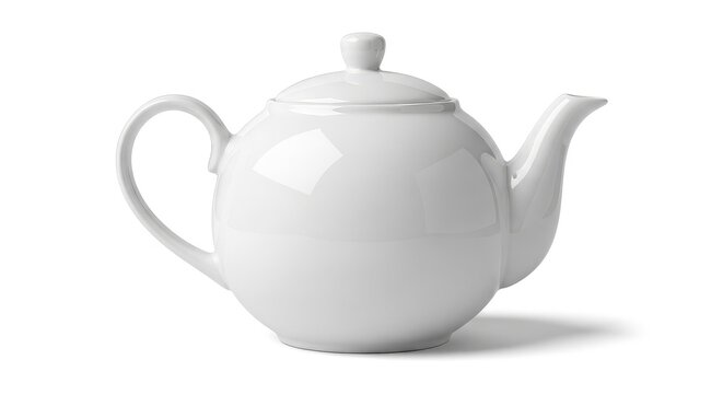 Elegant white teapot ready for your afternoon tea party invitation designs, perfect for a calming beverage concept or tea brand advertisement with a clean aesthetic