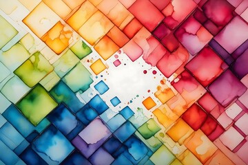 Abstract Watercolor Background with Vibrant Color Blocks - Spectrum Effect