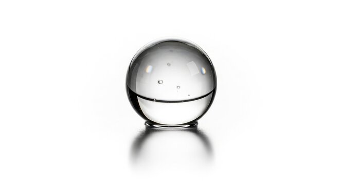 Discover clarity and focus with this stunning crystal ball on white, perfect for meditation guides, futuristic designs, or minimalist wellness brand visuals